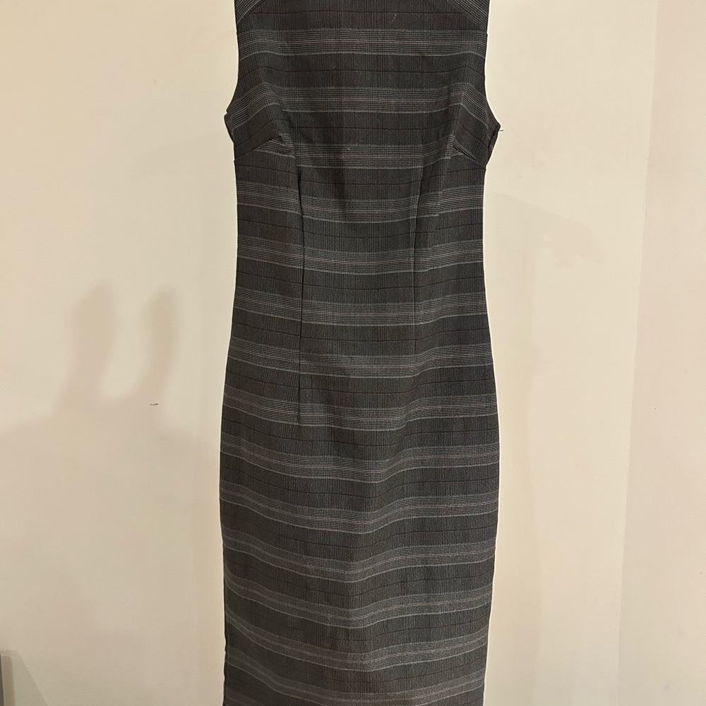 RW&CO. Gray Striped Midi Dress